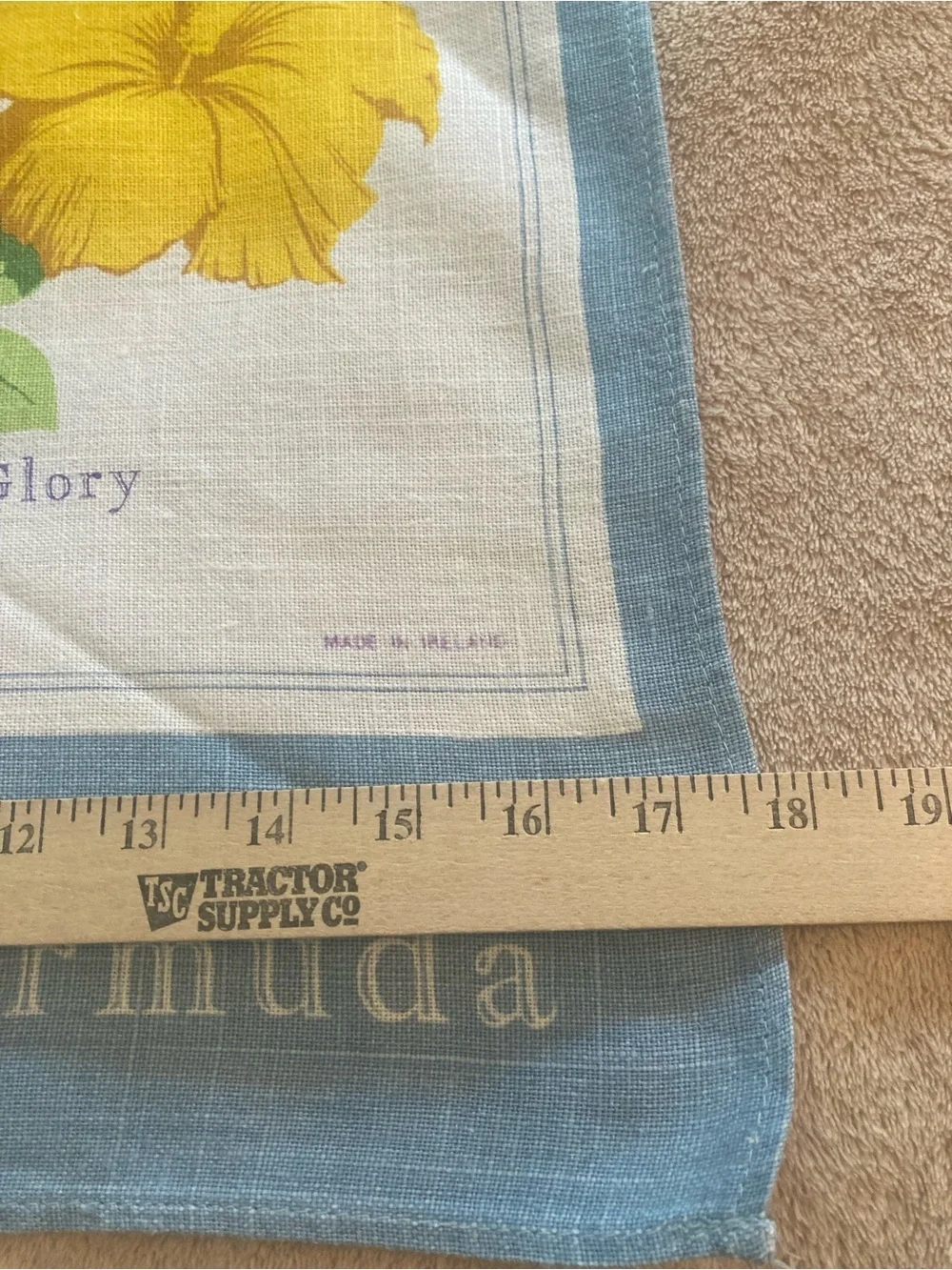 Vintage Trimingham’s Bermuda Tea Towel - 100% Irish Linen Floral Souvenir